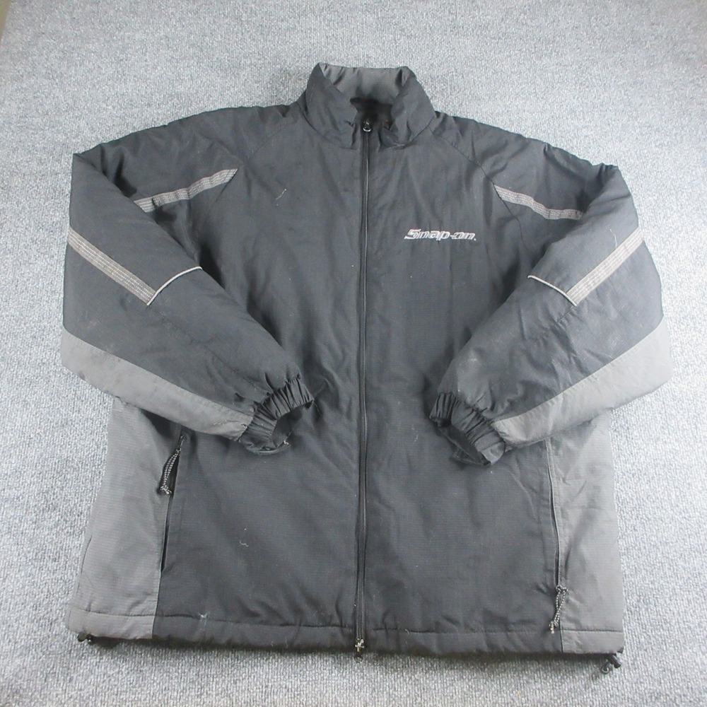 Snap-On Racing Jacket Mens XL Black Nylon Full Zip Bomber Windbreaker Fleece